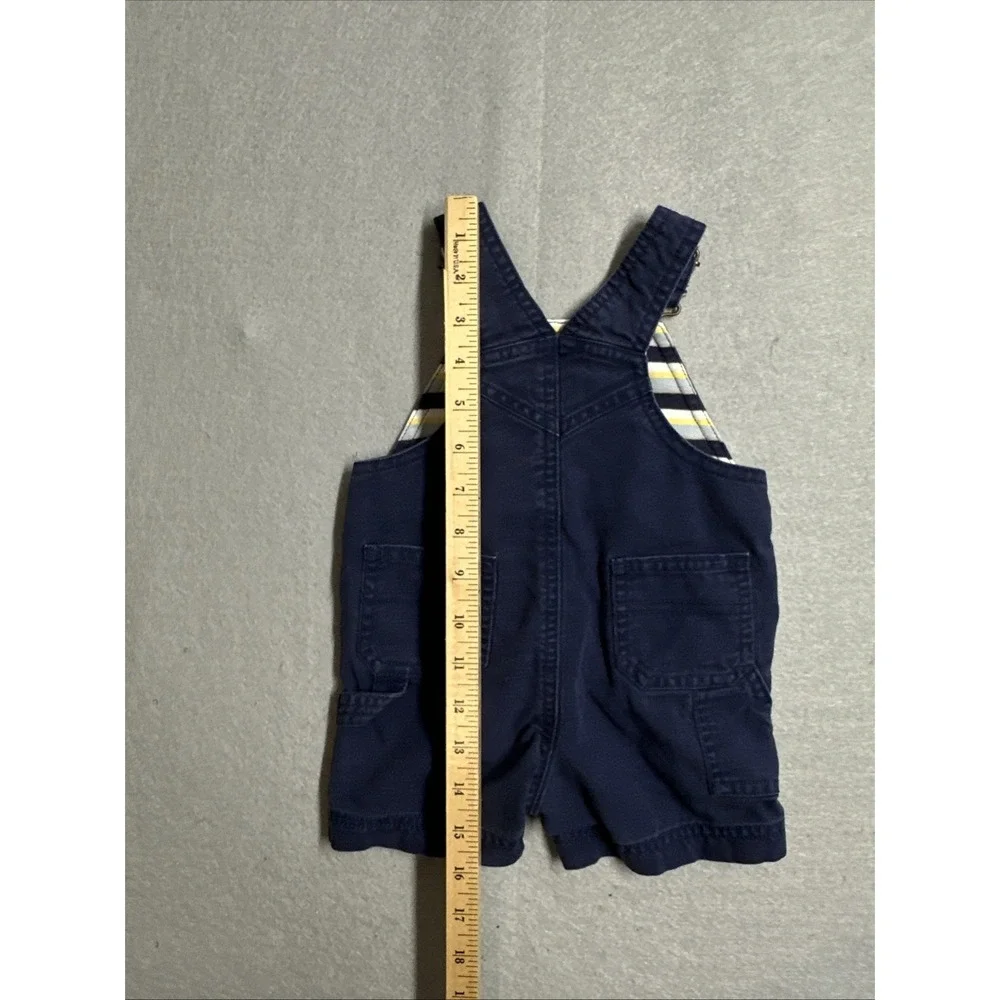 GYMBOREE Boys Navy Shortalls Embroidered Dump Truck Overalls 3-6 Months